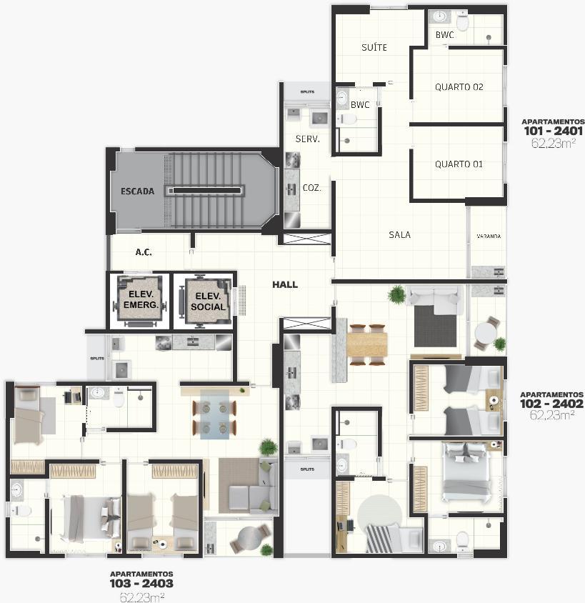 Apartamento, 3 quartos, 62 m² - Foto 16